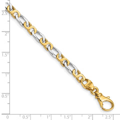 10k Two-tone 4.8mm Hand Polished Fancy Link Bracelet