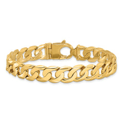 10k 11mm Hand Polished Fancy Curb Link Bracelet