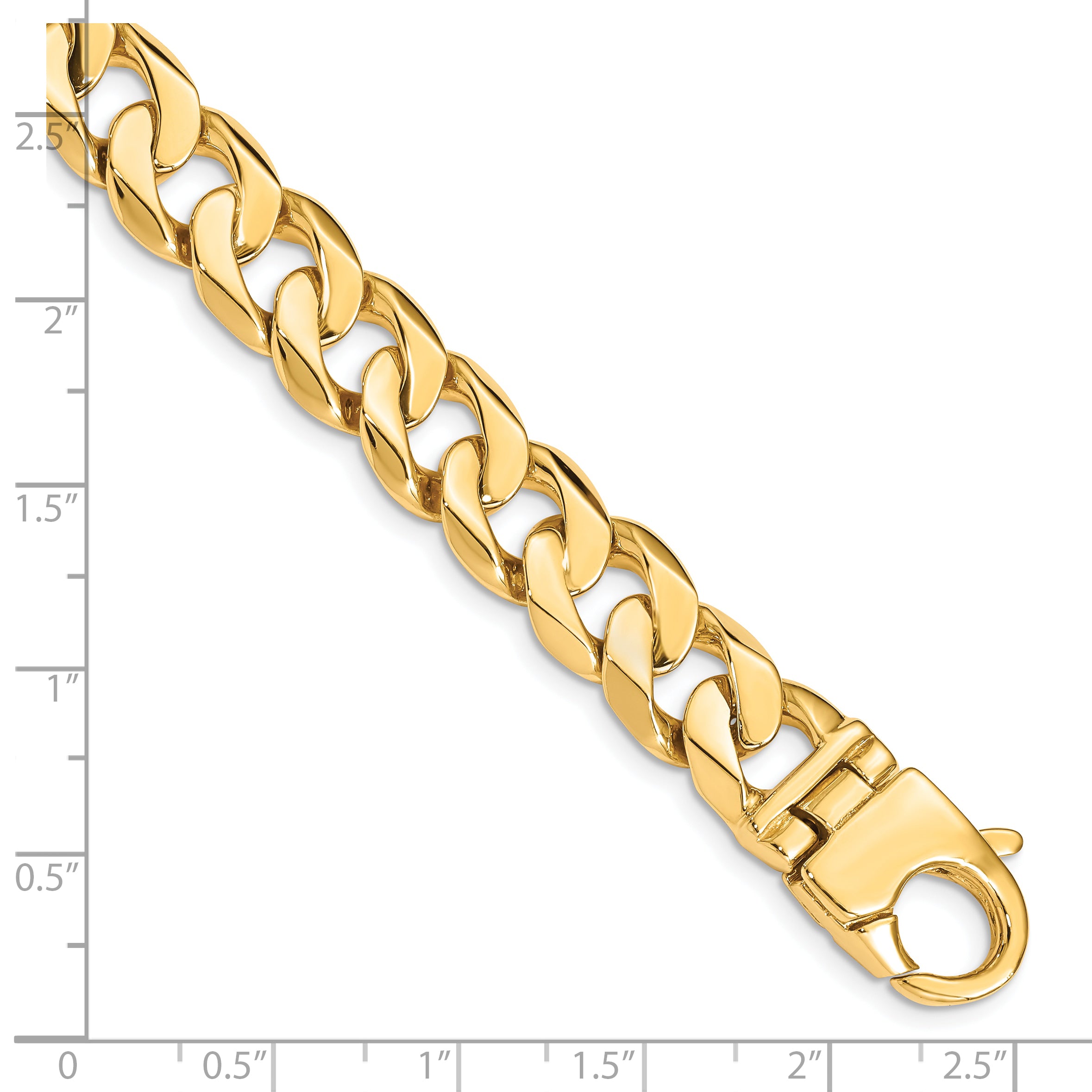 10k 11mm Hand Polished Fancy Curb Link Bracelet