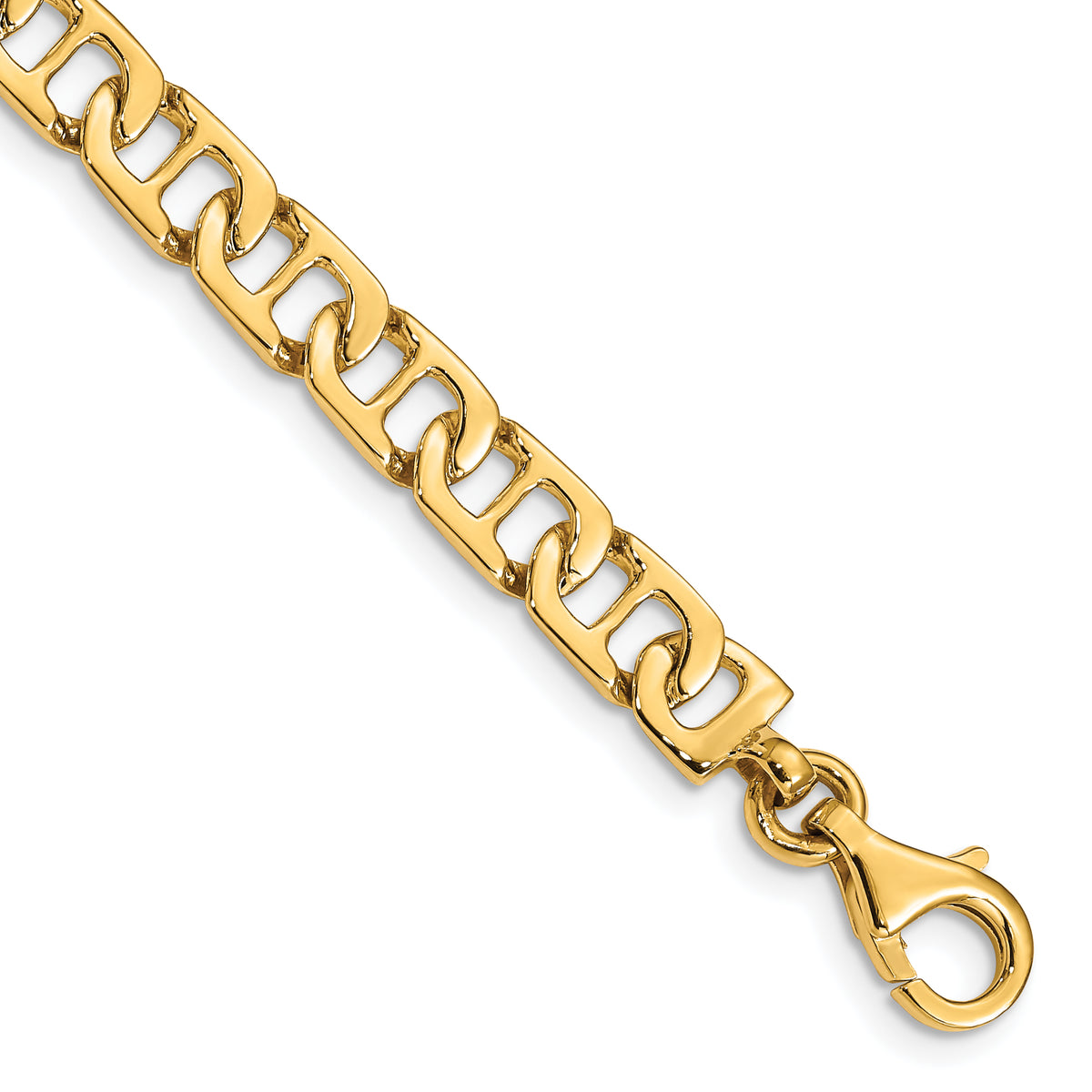 10k 6.5mm Hand-polished Fancy Anchor Link Bracelet
