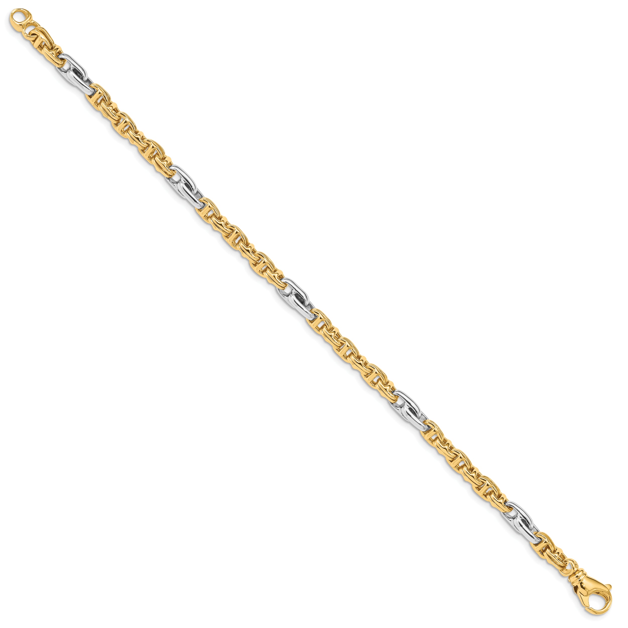 10k Two-tone 5.38mm Hand-polished Fancy Link Bracelet