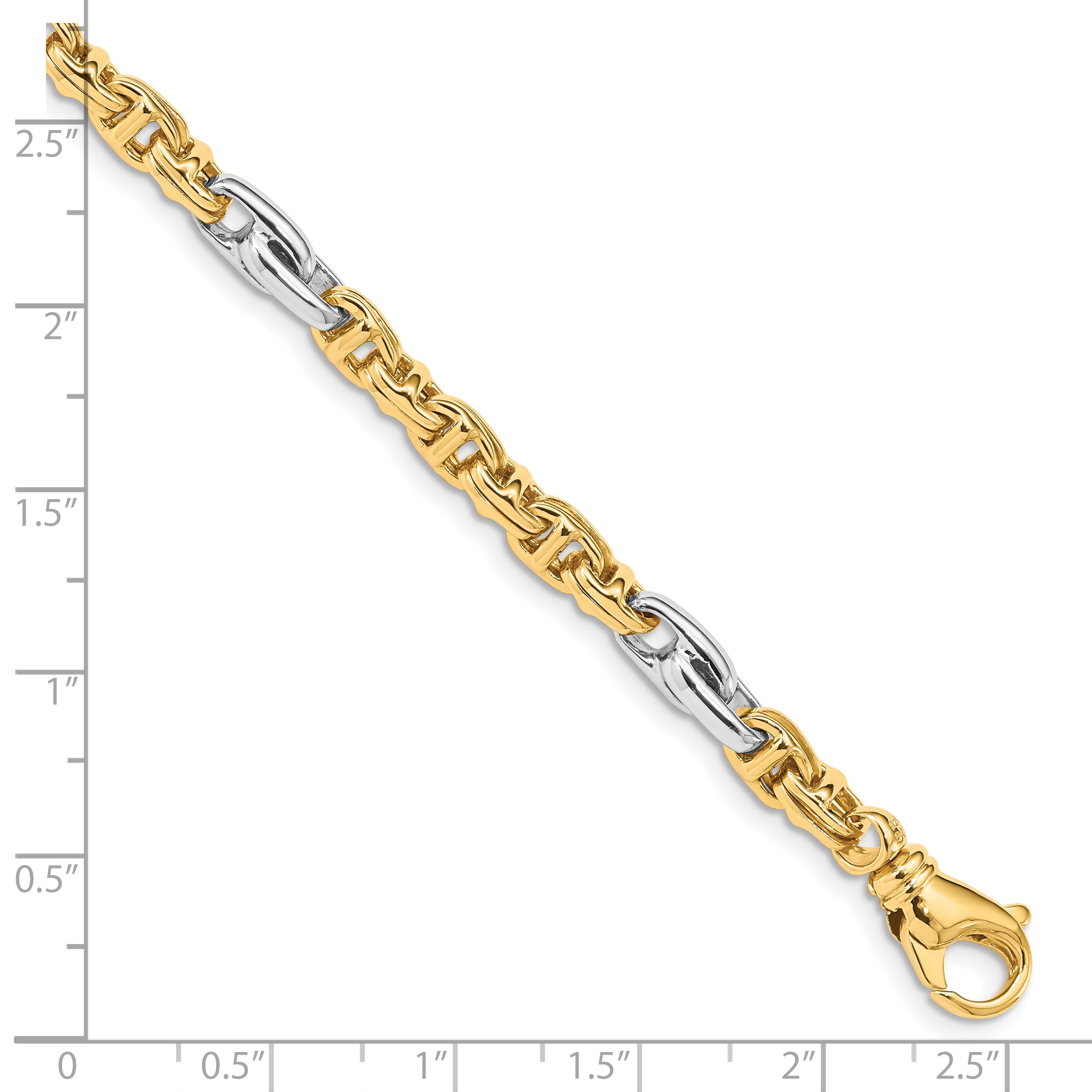 10k Two-tone 5.38mm Hand-polished Fancy Link Bracelet