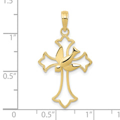 10k Polished Cross w/Dove Pendant
