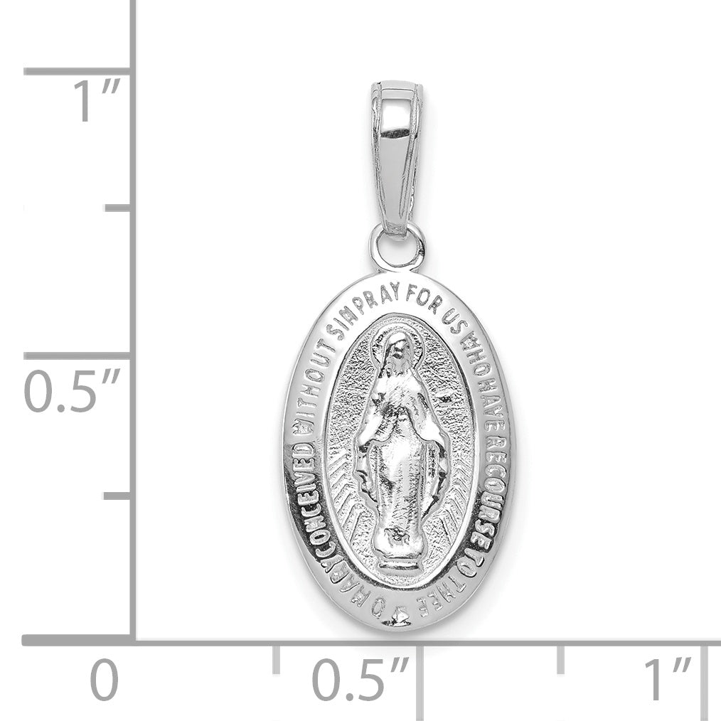 10k White Gold Miraculous Medal Pendant