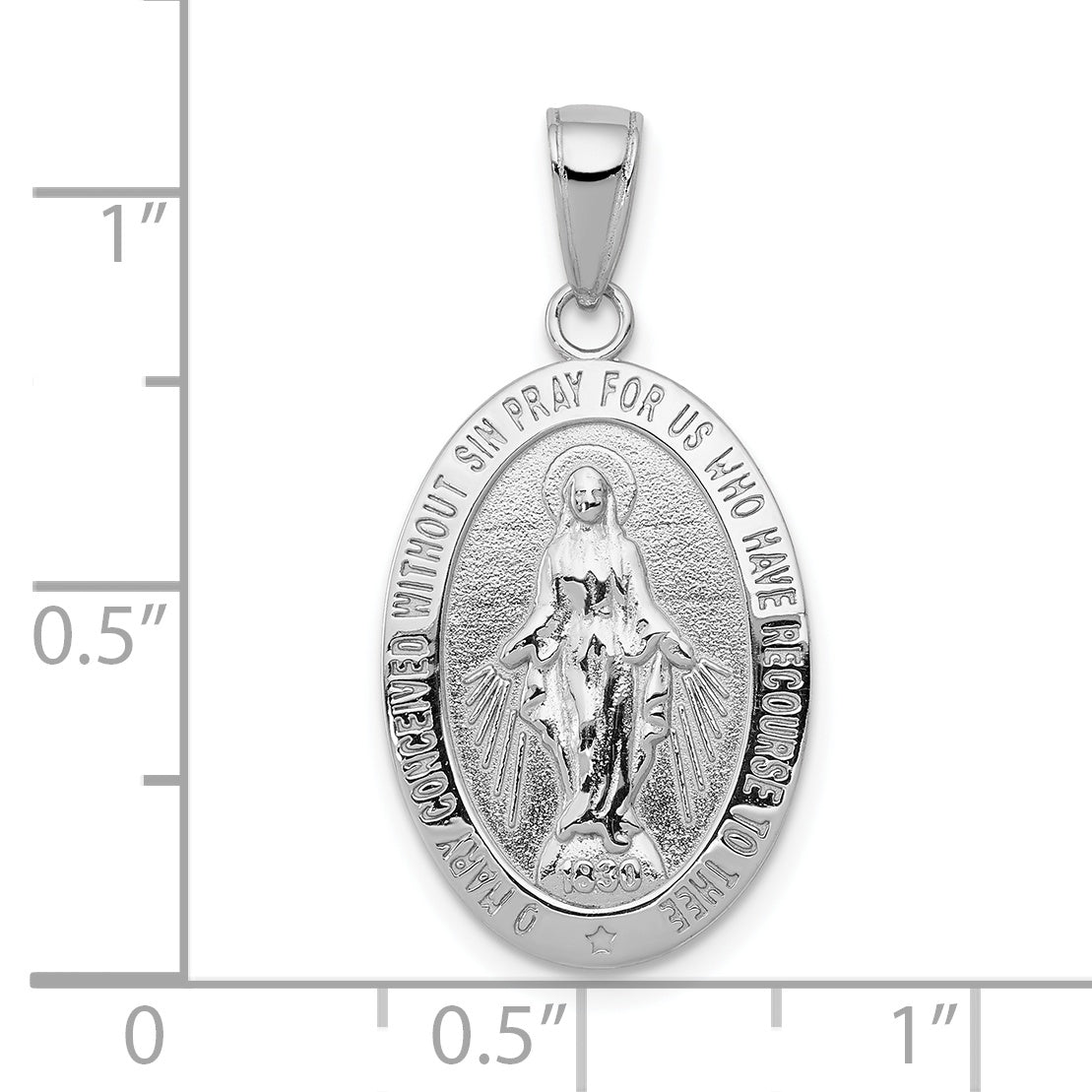 10k White Gold Miraculous Medal Pendant