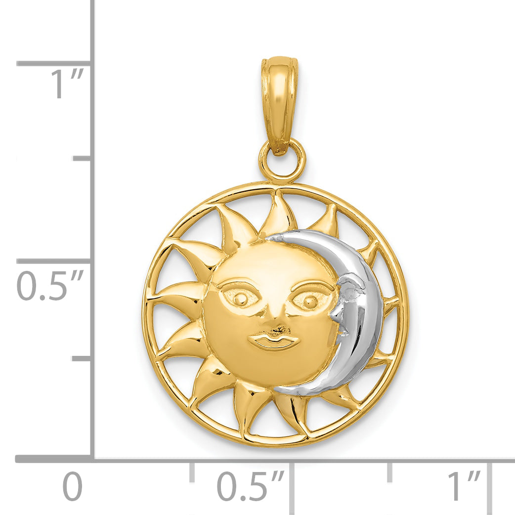 10K W/Rhodium Sun and Moon Pendant