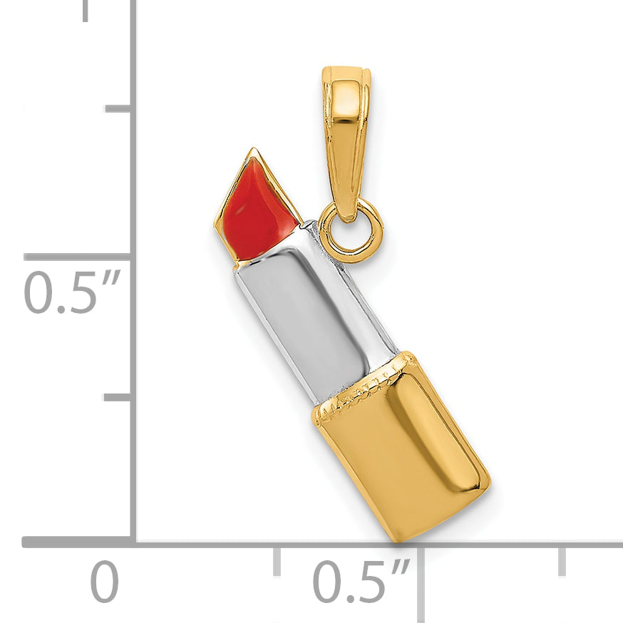 10K W/Rhodium Enameled Lipstick Charm