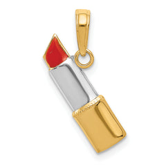 10K W/Rhodium Enameled Lipstick Charm