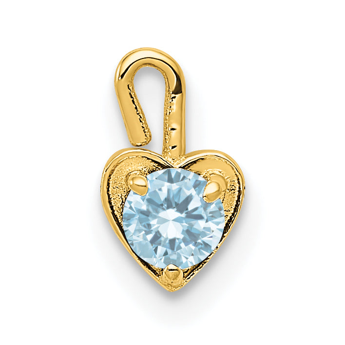 10ky March Synthetic Birthstone Heart Charm