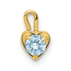10ky March Synthetic Birthstone Heart Charm