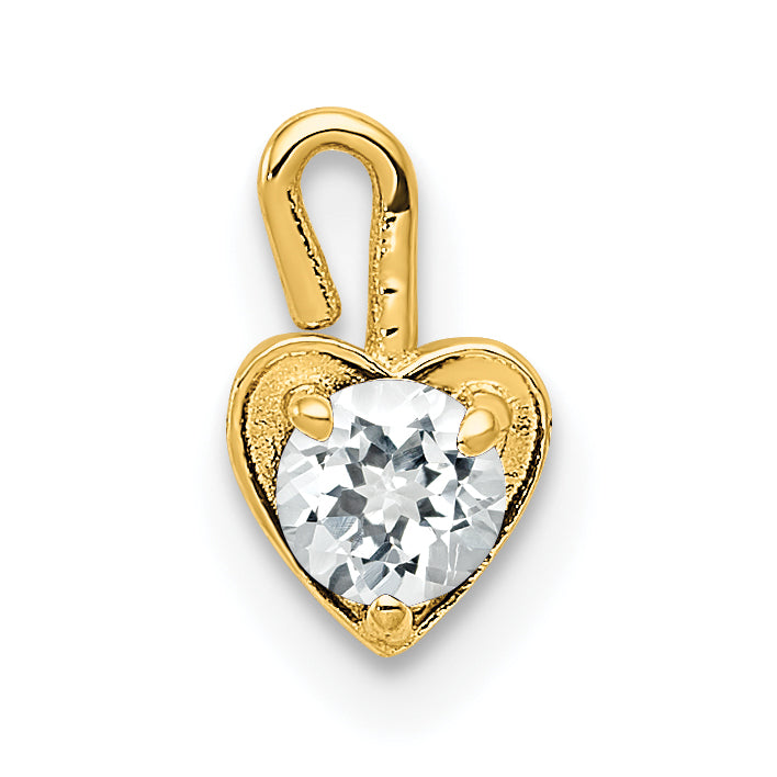 10ky April Synthetic Birthstone Heart Charm
