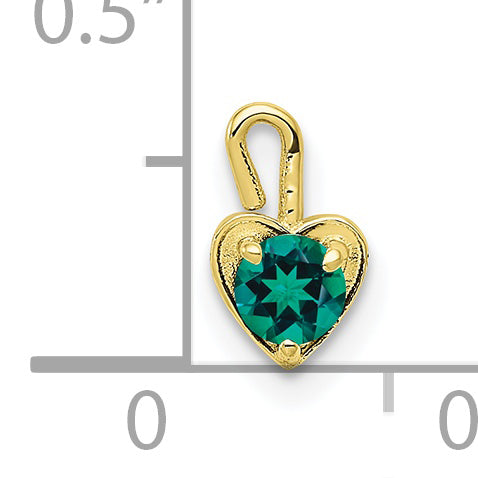 10ky May Green Crystal Birthstone Heart Charm