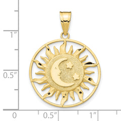 10k Polished Sun with Moon & Star Charm