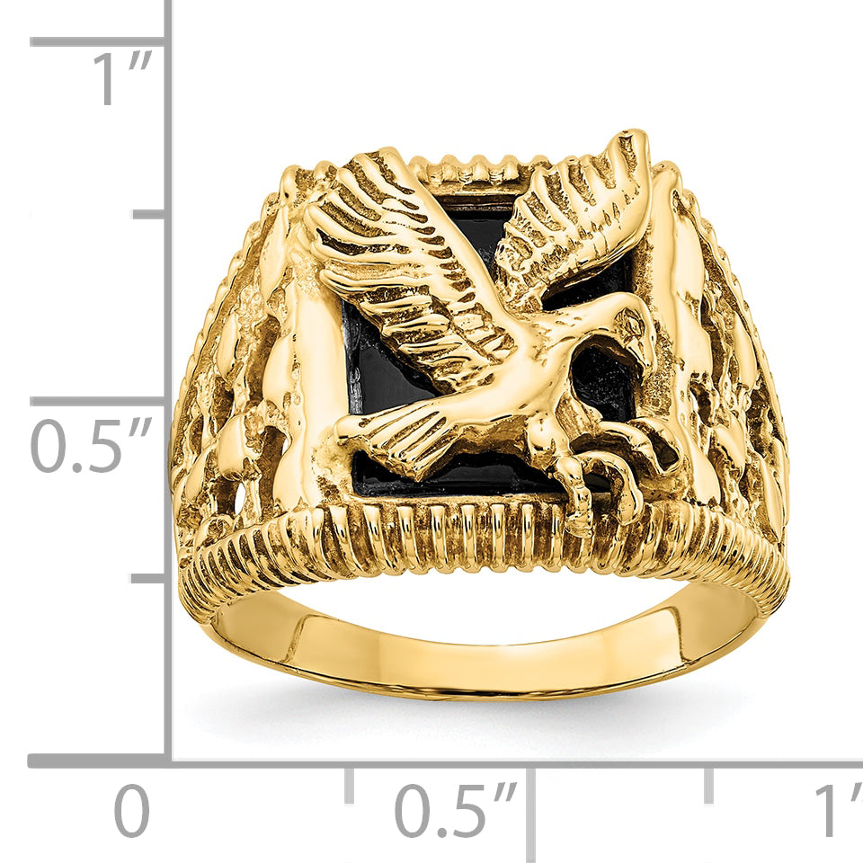 10K Men's Onyx Eagle Ring