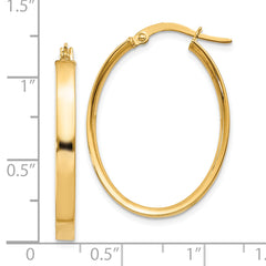 10k 3mm Oval Hoop Earrings