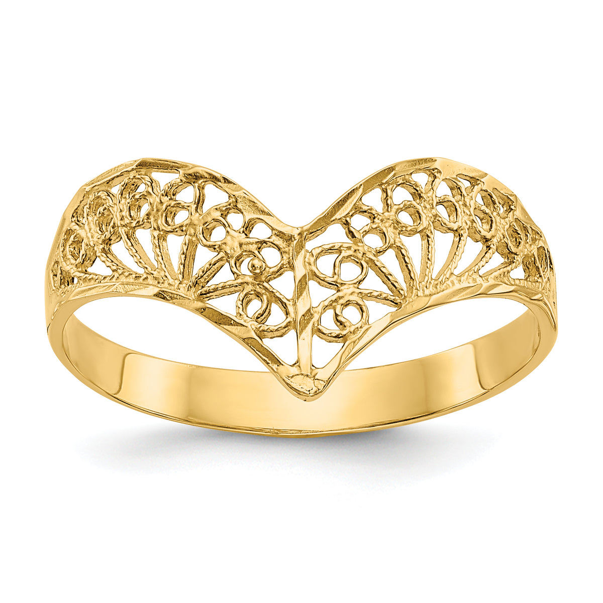 10k Diamond-Cut Filigree Ring