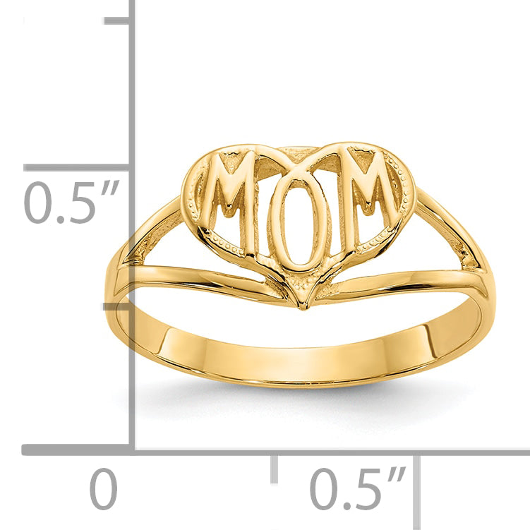 10K Polished Mom Heart Ring