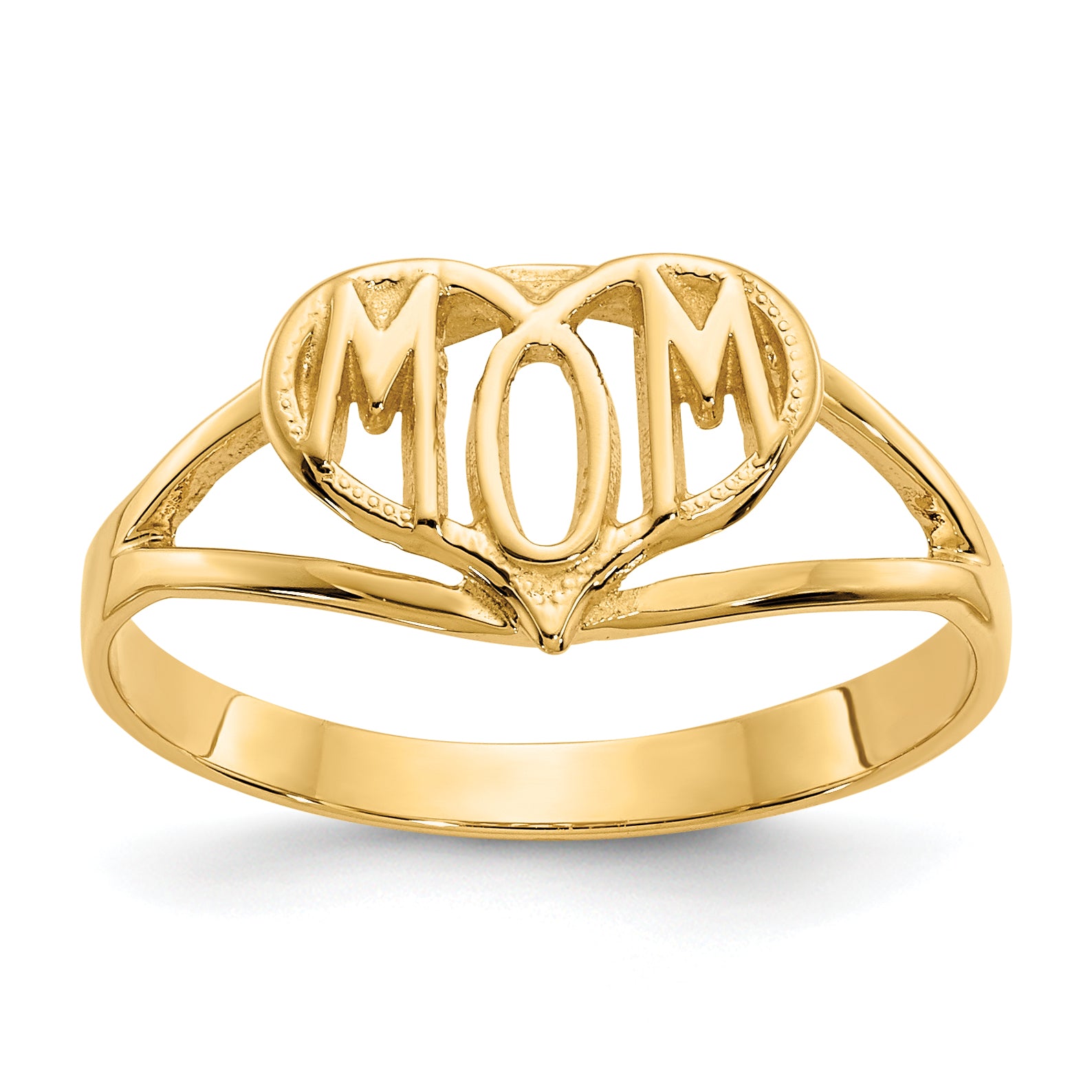 10K Polished Mom Heart Ring