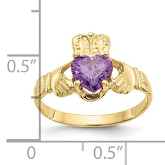 10k February Birthstone Claddagh Ring