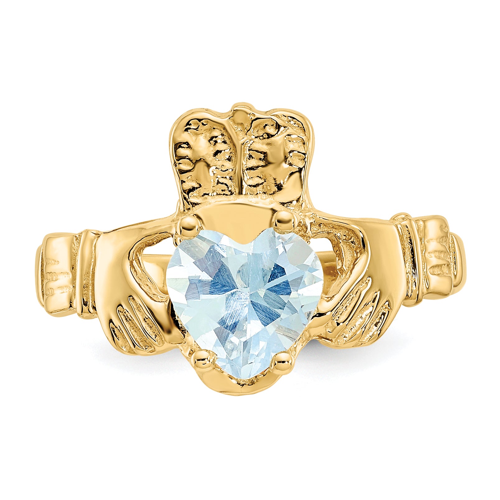 10k March Birthstone Claddagh Ring