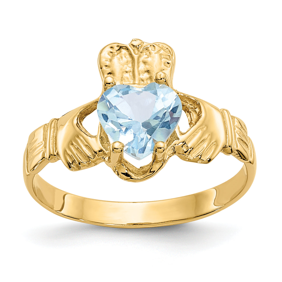 10k March Birthstone Claddagh Ring