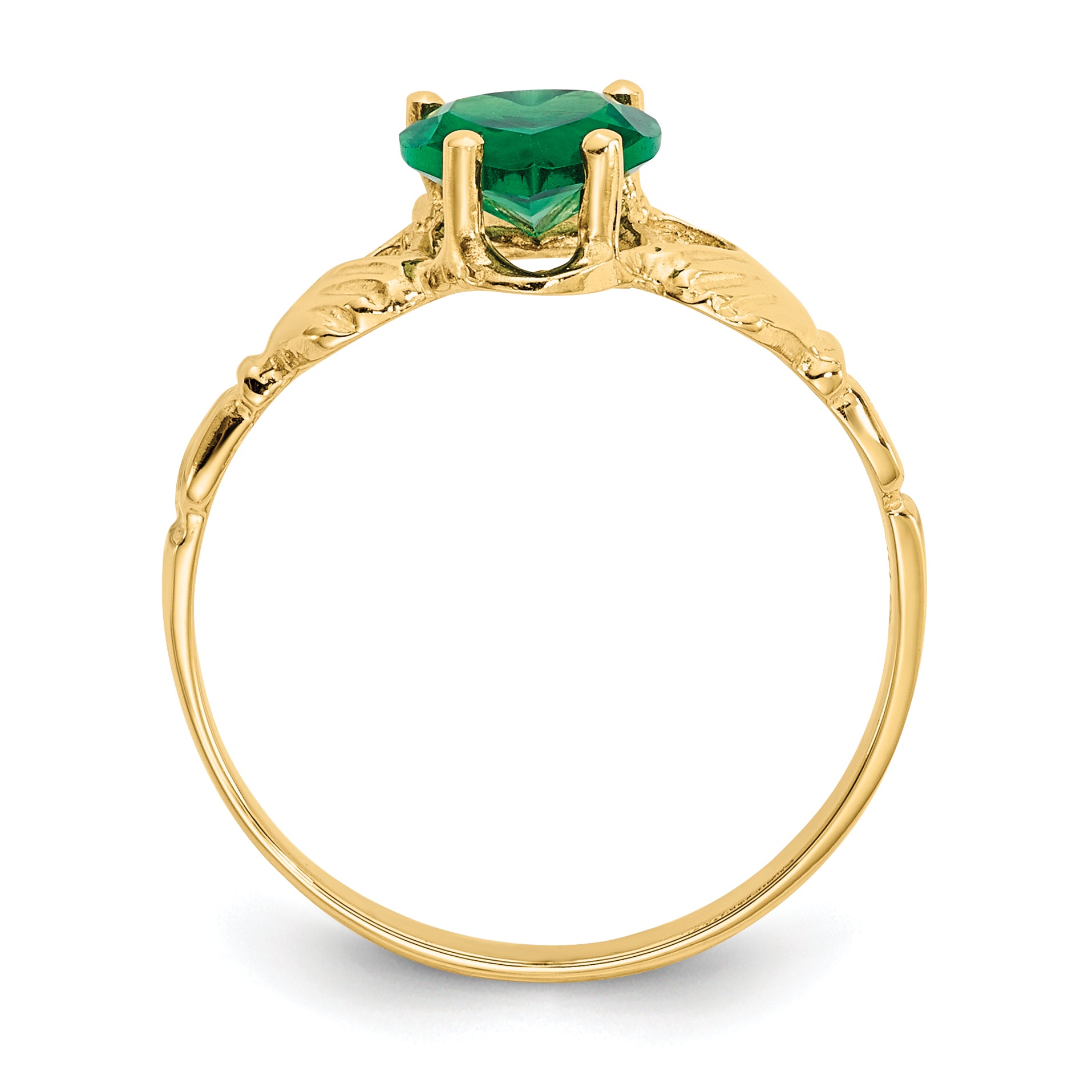 10k May Birthstone Claddagh Ring - 5