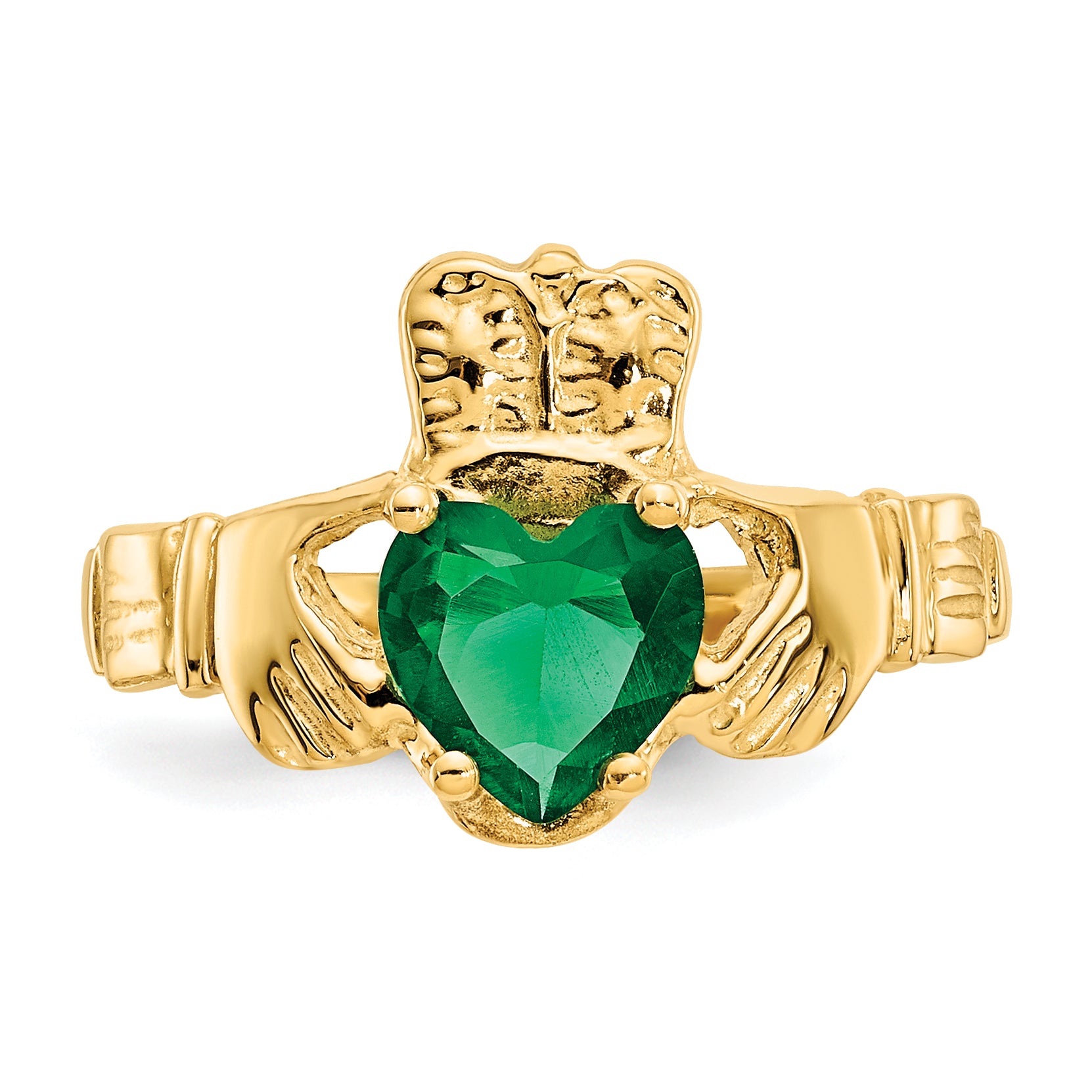 10k May Birthstone Claddagh Ring - 5