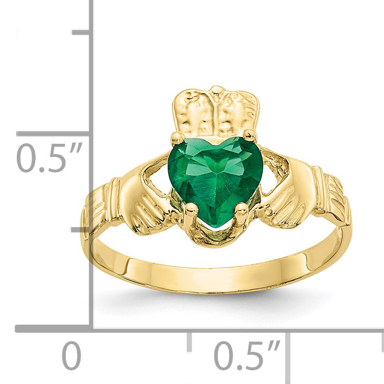 10k May Birthstone Claddagh Ring - 5