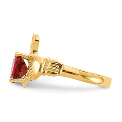 10k July Birthstone Claddagh Ring - 5