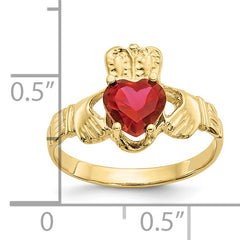 10k July Birthstone Claddagh Ring