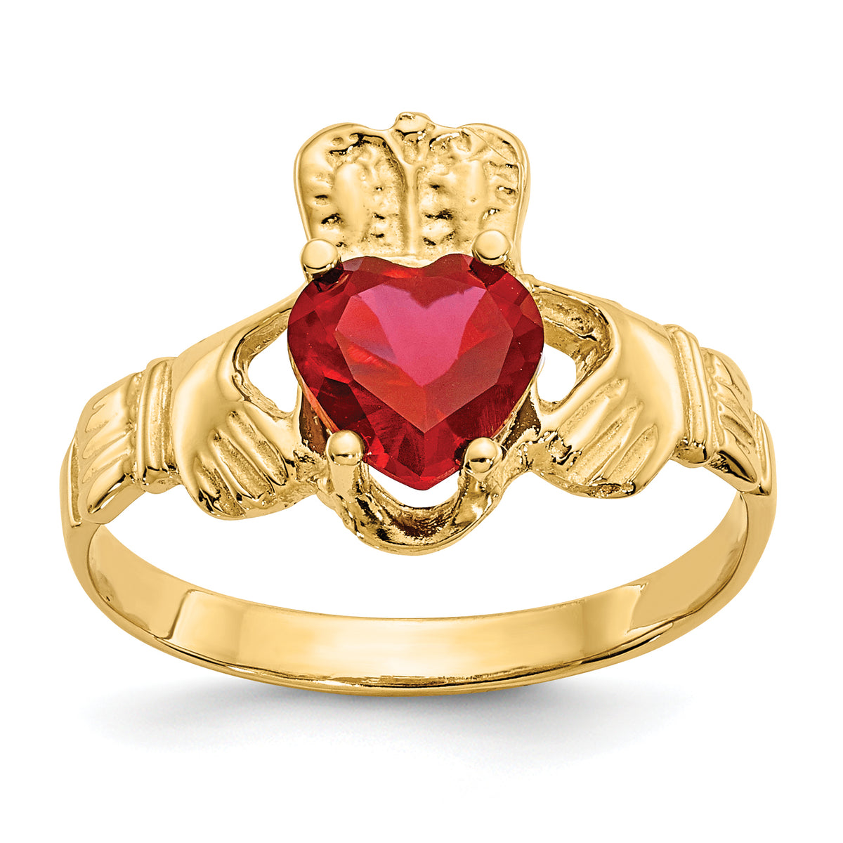 10k July Birthstone Claddagh Ring