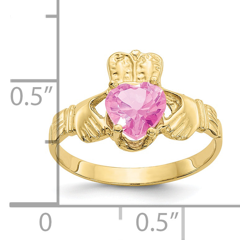 10k October Birthstone Claddagh Ring