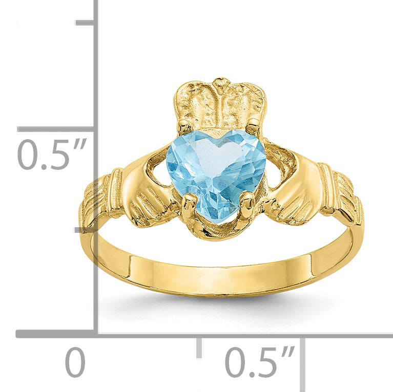 10k December Birthstone Claddagh Ring