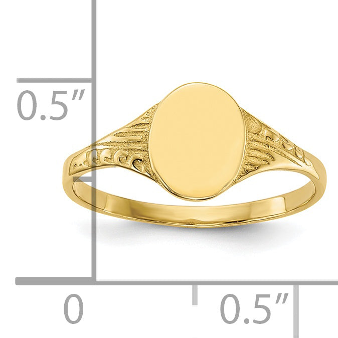 10K Oval Polished Child Signet Ring - 2.25