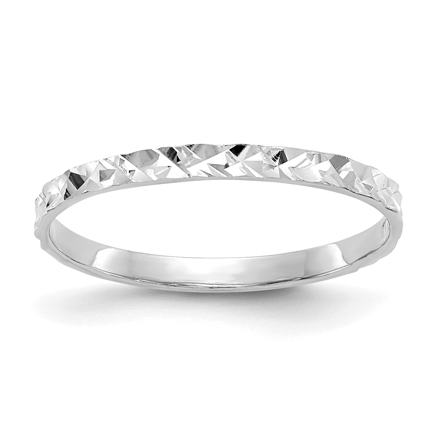 10K White Gold Diamond-cut Design Band Childs Ring