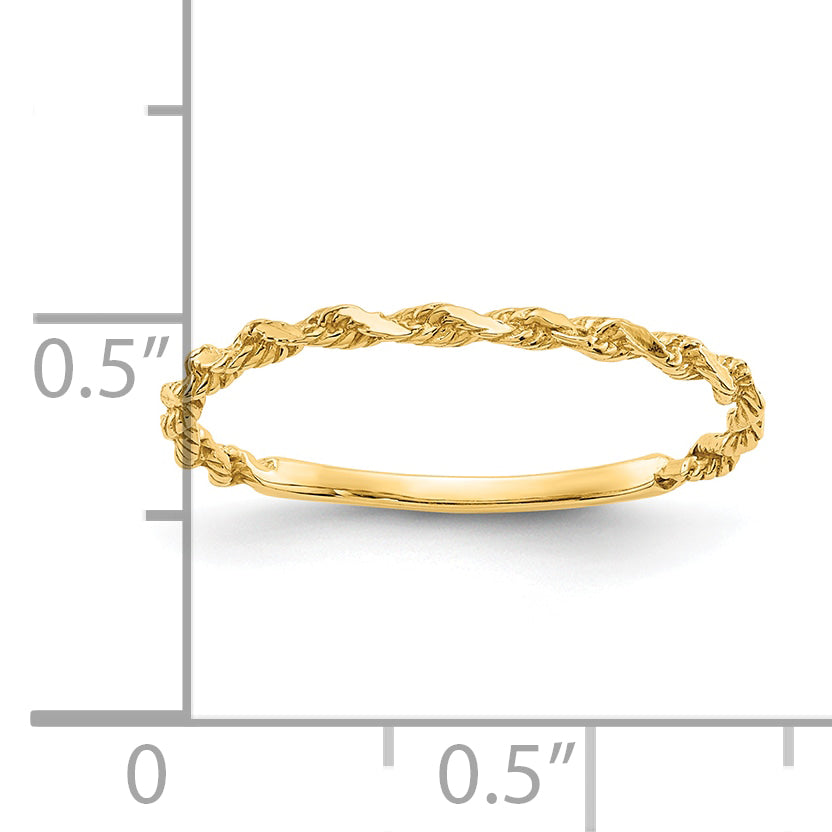 10K Diamond-cut Textured Rope Band Ring