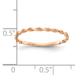 10K Rose Gold Diamond-cut Textured Rope Band Ring