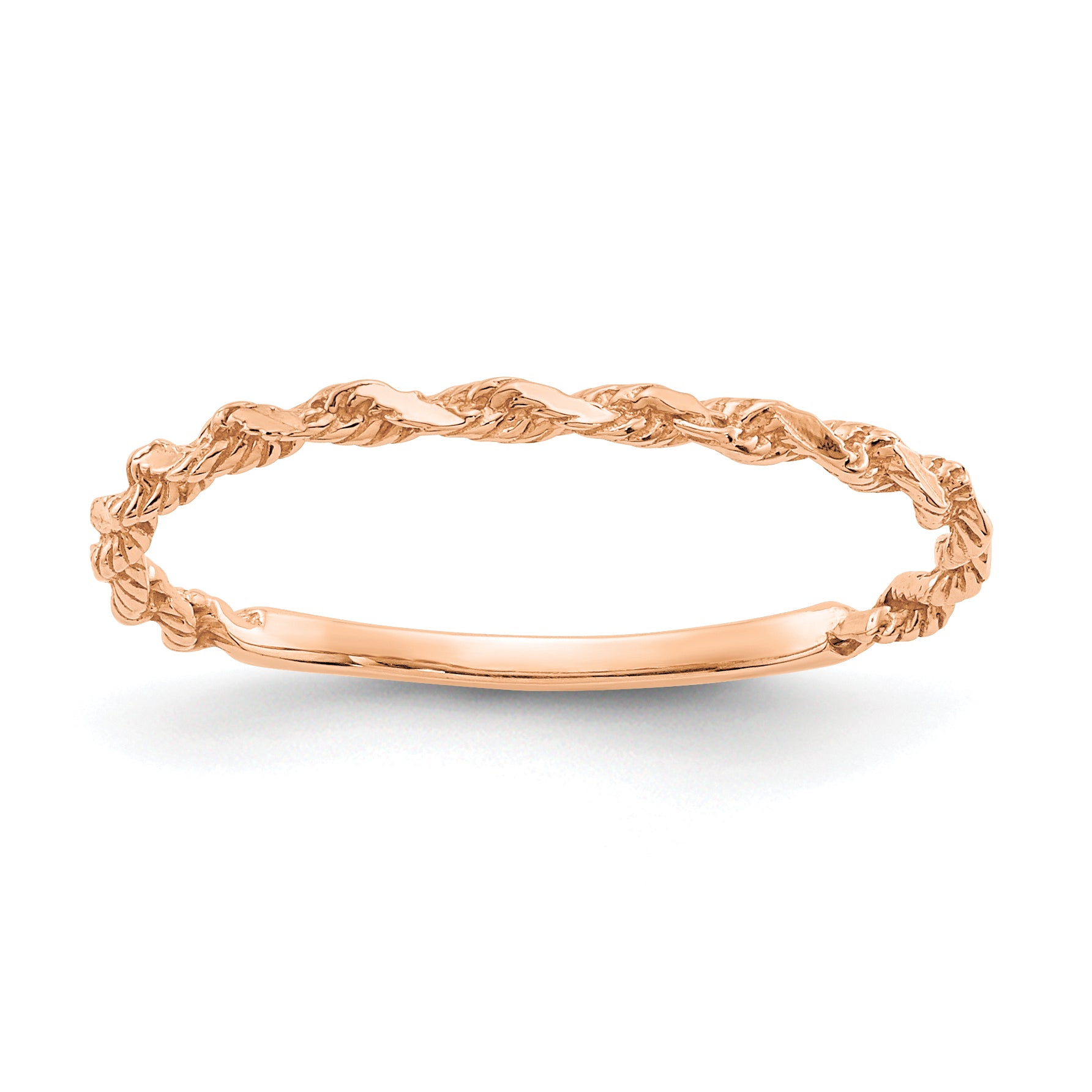10K Rose Gold Diamond-cut Textured Rope Band Ring