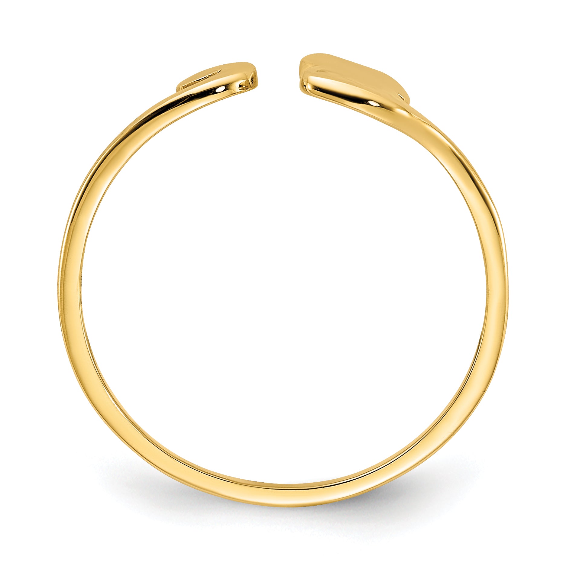 10k Gold Polished Cat Adjustable Cuff Ring