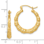 10K Gold Polished Hollow Hoop Earrings with Shrimp Design for Women 15mm