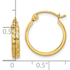 10K Yellow Gold Diamond-Cut Square Tube Hoop Earrings Polished Finish