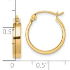 10K Gold Polished Square Tube Hoop Earrings for Women 15mm