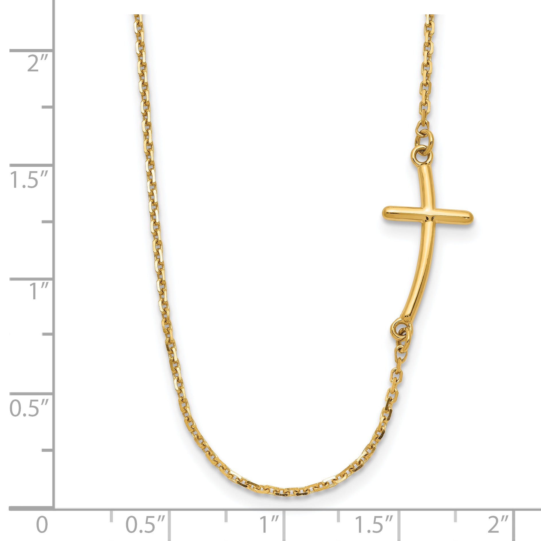 10k Small Sideways Curved Cross Necklace