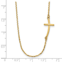 10k Small Sideways Curved Cross Necklace