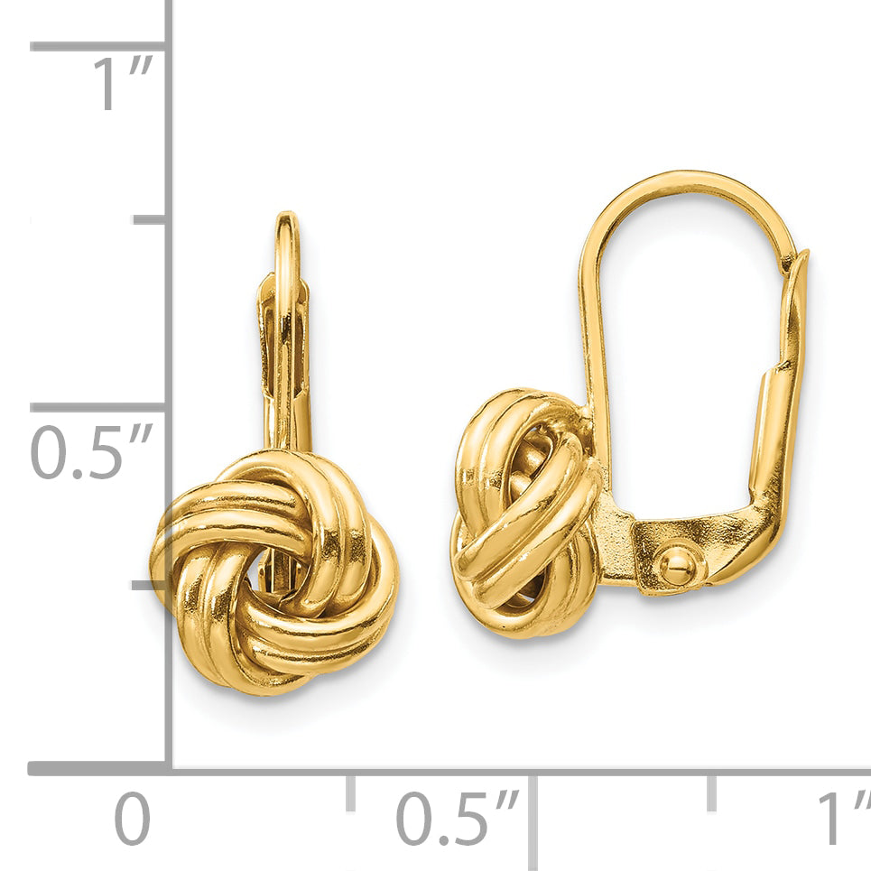 10k Polished Love Knot Leverback Earrings