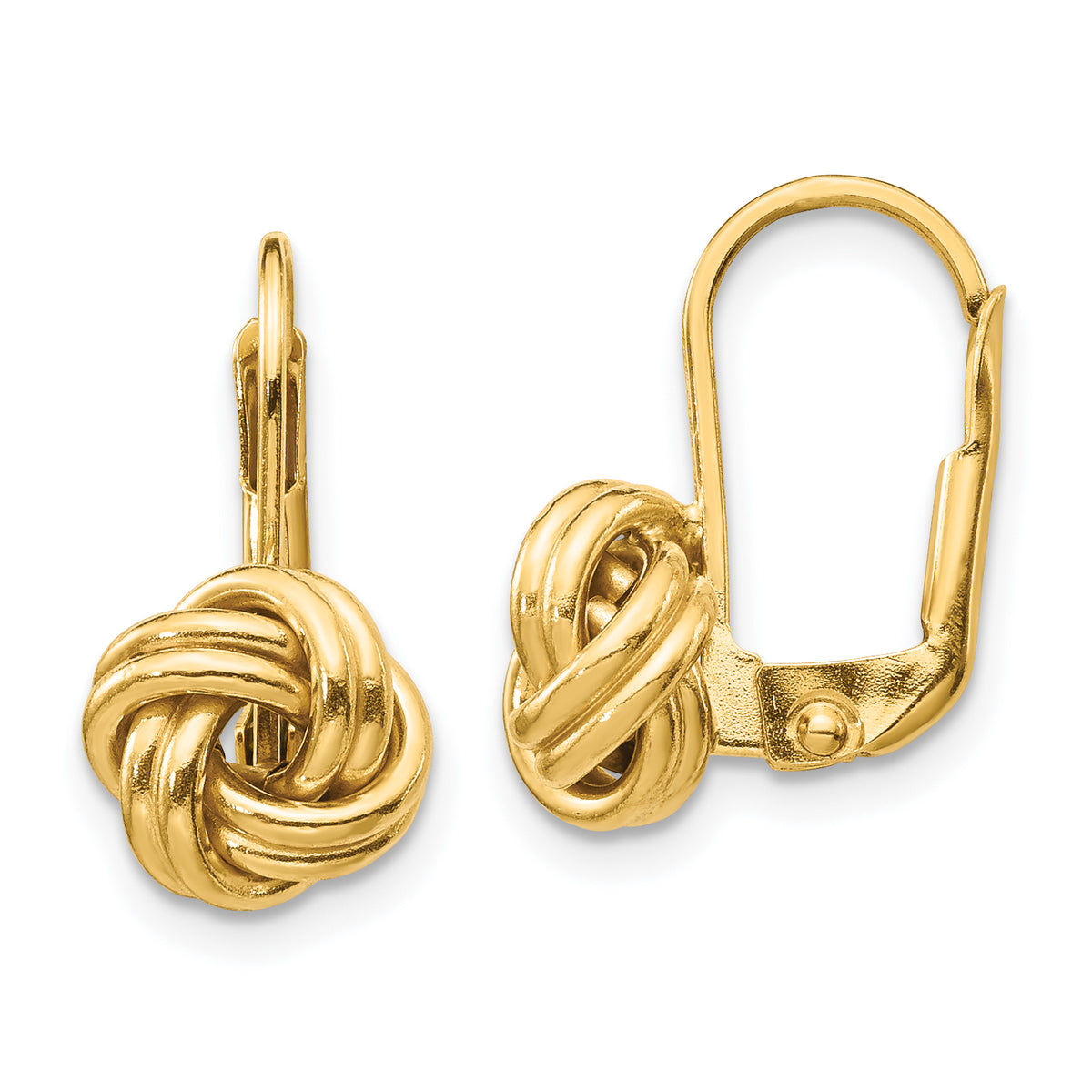 10k Polished Love Knot Leverback Earrings