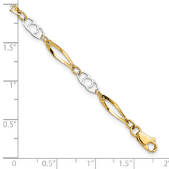 10k Two-Tone 7in Polished Fancy Link Bracelet