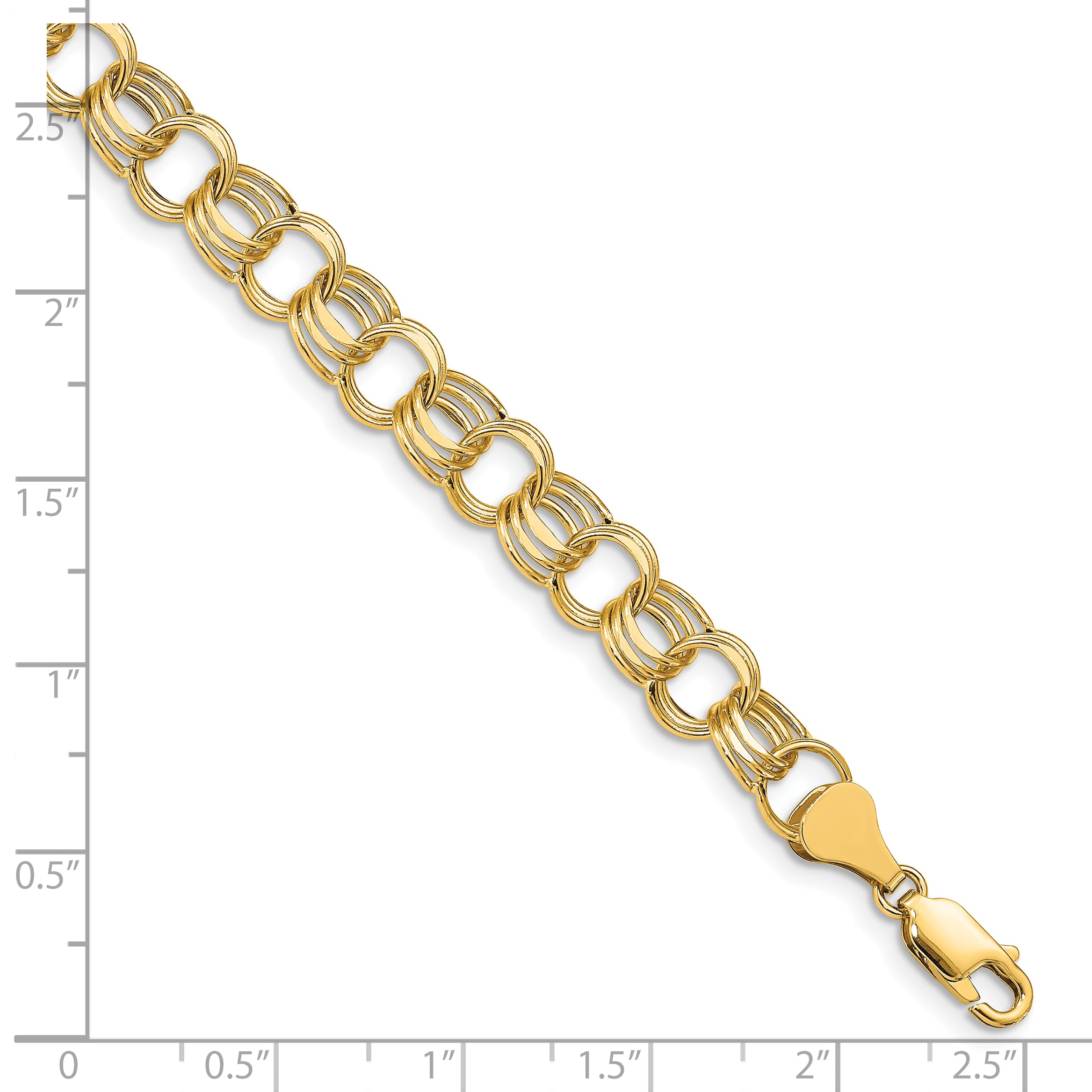 10k Lite 8mm Triple Link Charm Bracelet