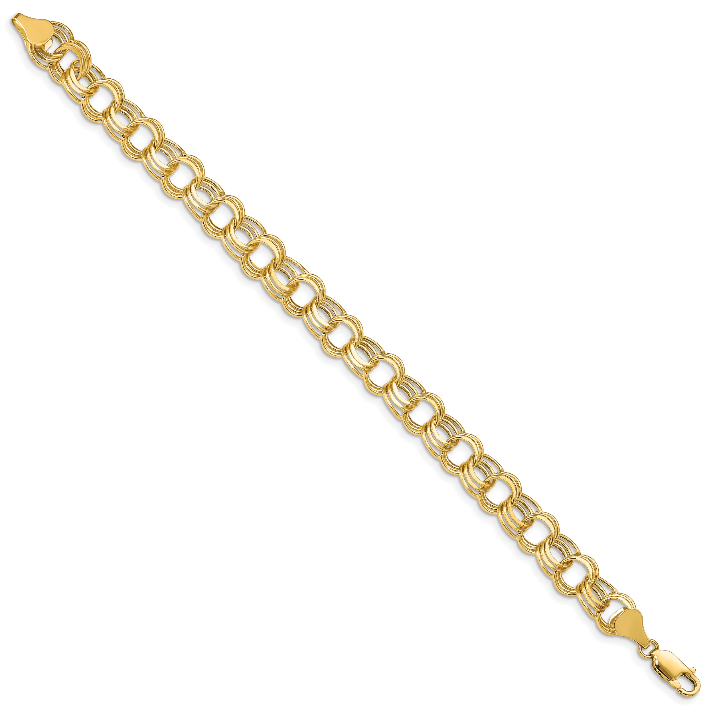 10k Lite 8.5mm Triple Link Charm Bracelet