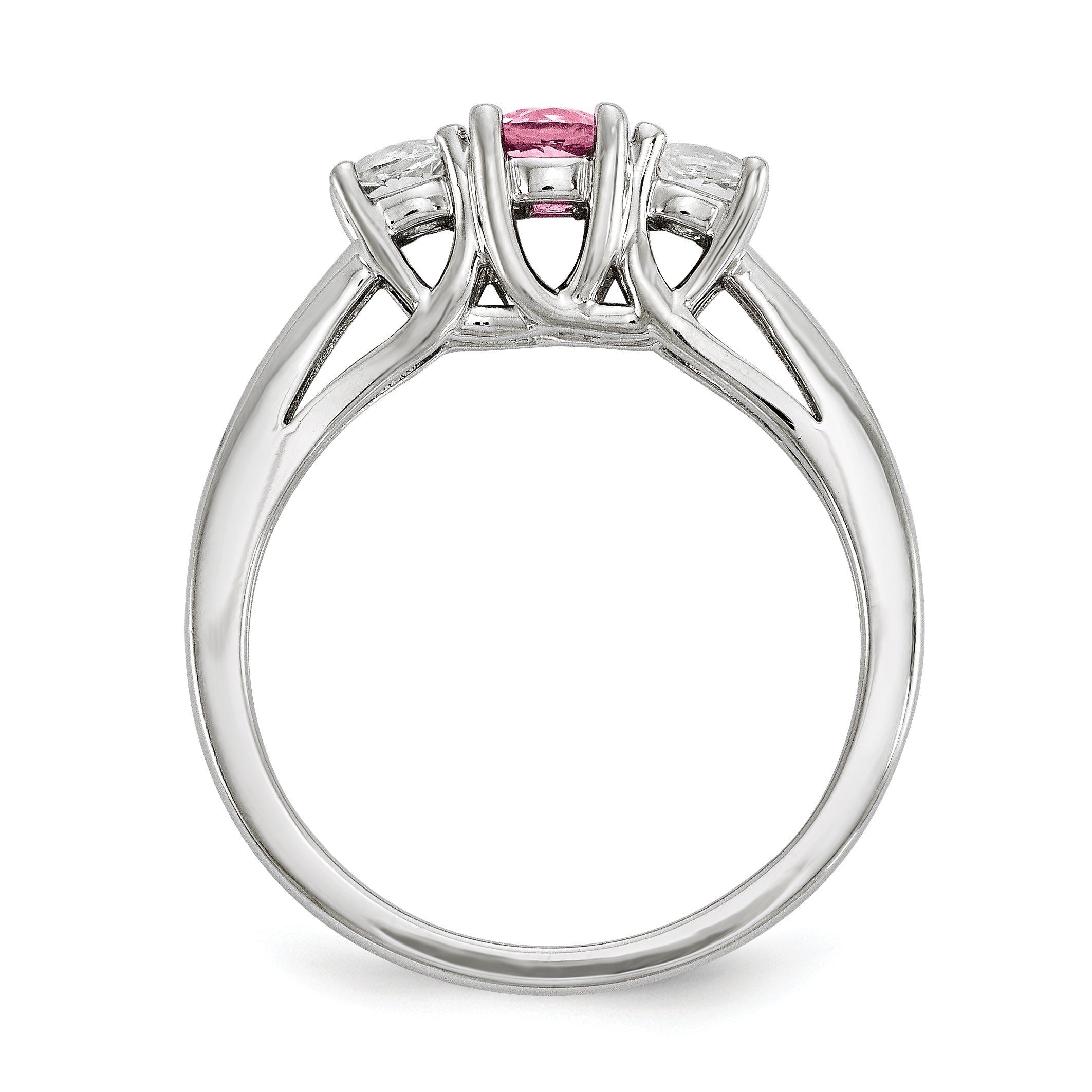 10K White Gold Survivor Collection Clear/Pink Crystal Topaz Pamela Ring Secondary image